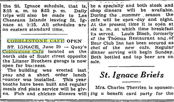 Cobblestone Cafe - June 1933 Article
